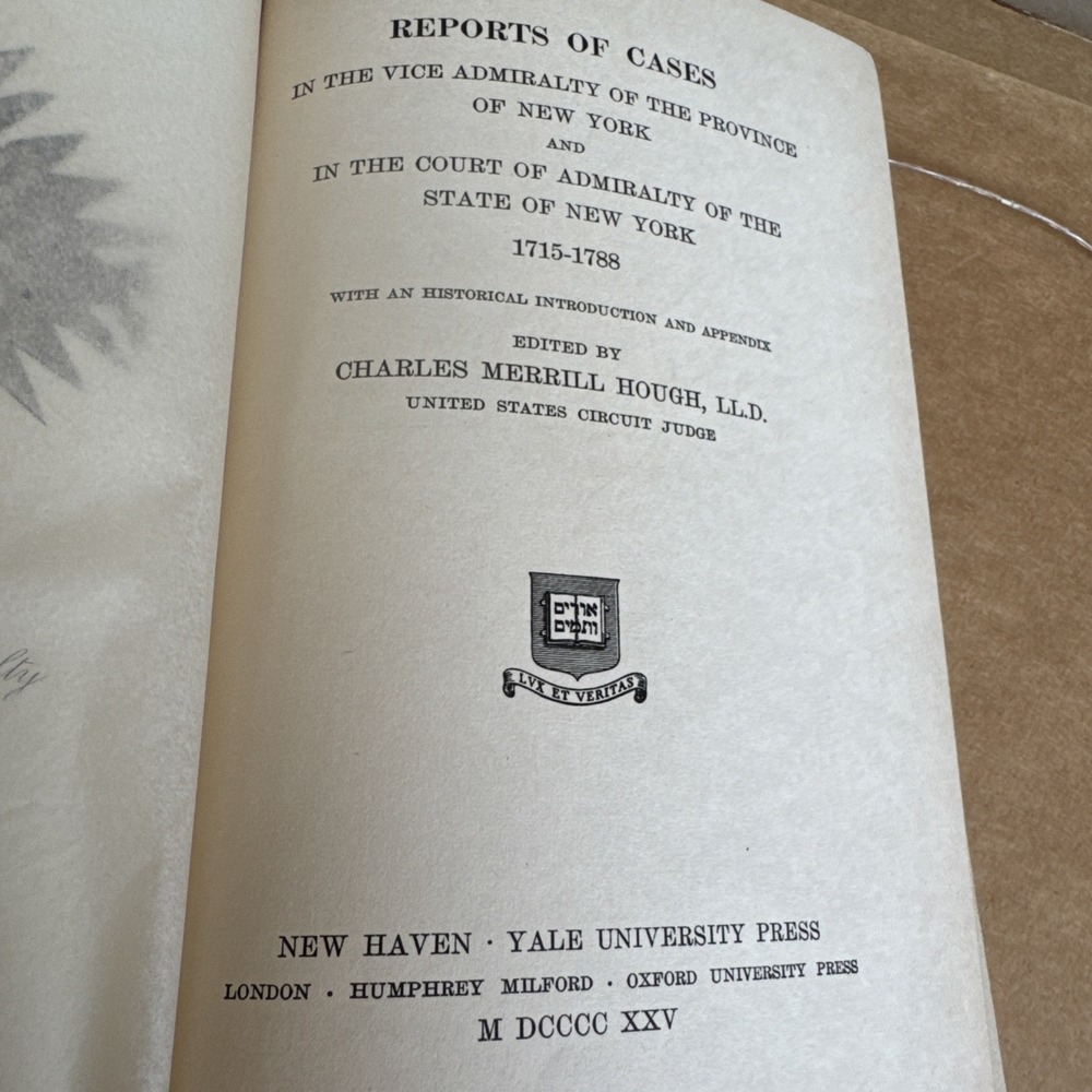 1925 Cases In Vice-Admiralty & Admiralty New York 1715-1788 Hough Yale Univ HC - Picture 14 of 16